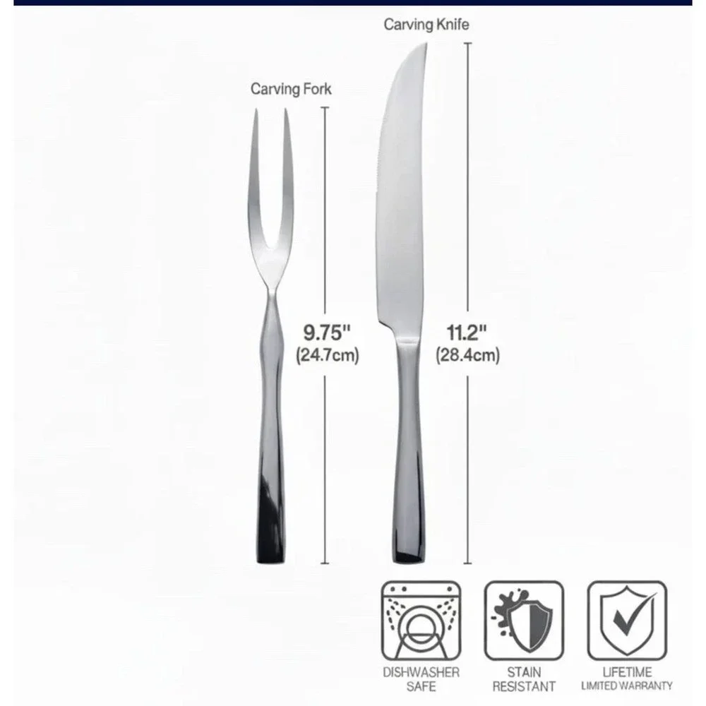 Mikasa 2-Pc Set Carving Knife and Fork Stainless Steel Delano Forged NIB